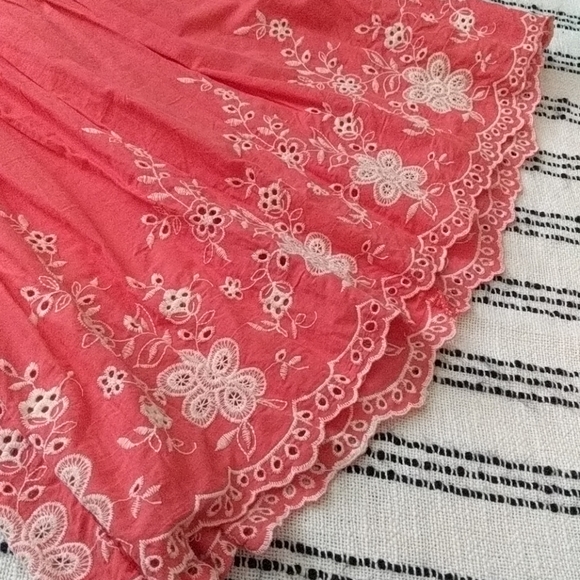 Coral Embroidered Baby Doll Summer Dress - Picture 2 of 8